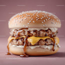 Juicy Gourmet Burger with Melted Cheese and Sesame Bun
