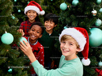Kids Decorating Christmas Tree with Holiday Smiles