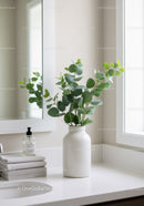 Elegant Green Eucalyptus Plant in Modern White Vase in Bright Bathroom