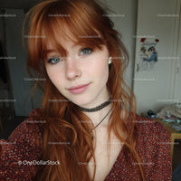 Red-haired Woman with Freckles and Blue Eyes in Casual Portrait
