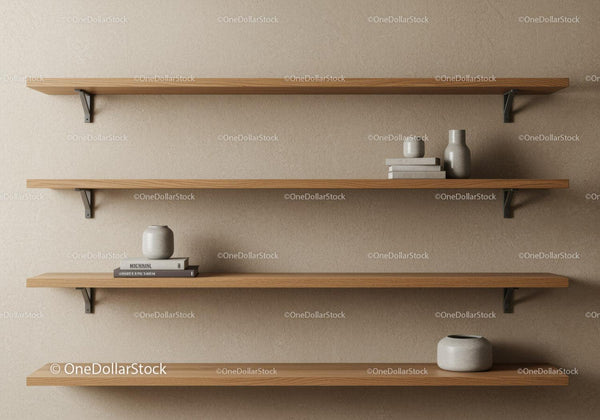 Minimalist Wooden Wall Shelves in Contemporary Home Interior
