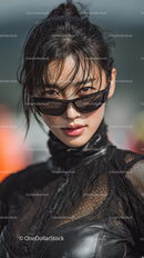 Stylish Model in Sunglasses Against a Vibrant Background