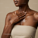Elegant Woman with Smooth Brown Skin in Close-Up Portrait
