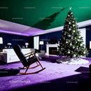 Cozy modern living room with elegant Christmas tree