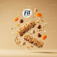 Healthy Nutty Cereal Bars with Dried Apricots Floating