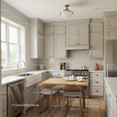 Modern Kitchen with White Cabinets and Wooden Dining Table
