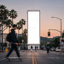 Evening Urban Scene with Skateboarder and Blank Billboard