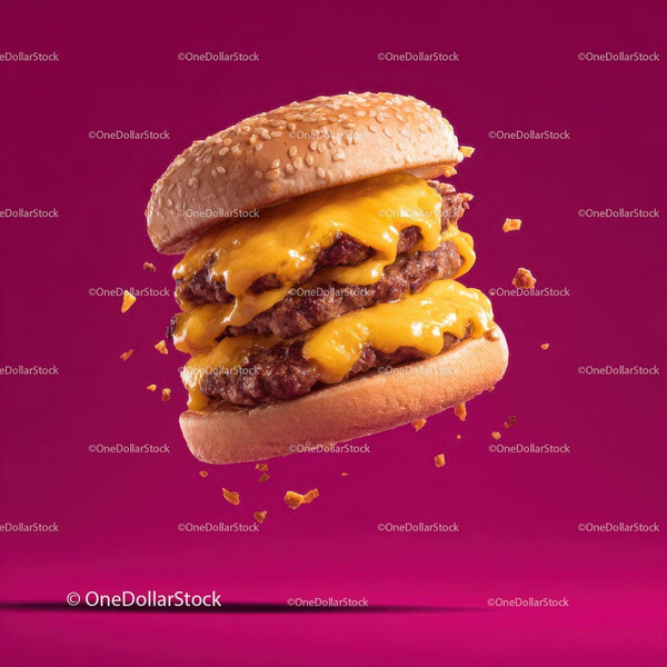 Soczysty Podwójny Cheeseburger z Roztopionym Serem na Bułce z Sezamem
