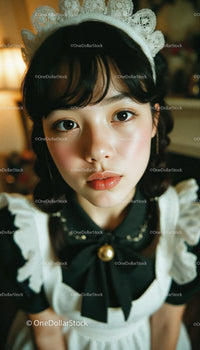 Young Woman with Large Eyes and Vintage Headband in Elegant Portrait
