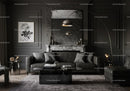 Elegant dark living room with modern leather furniture
