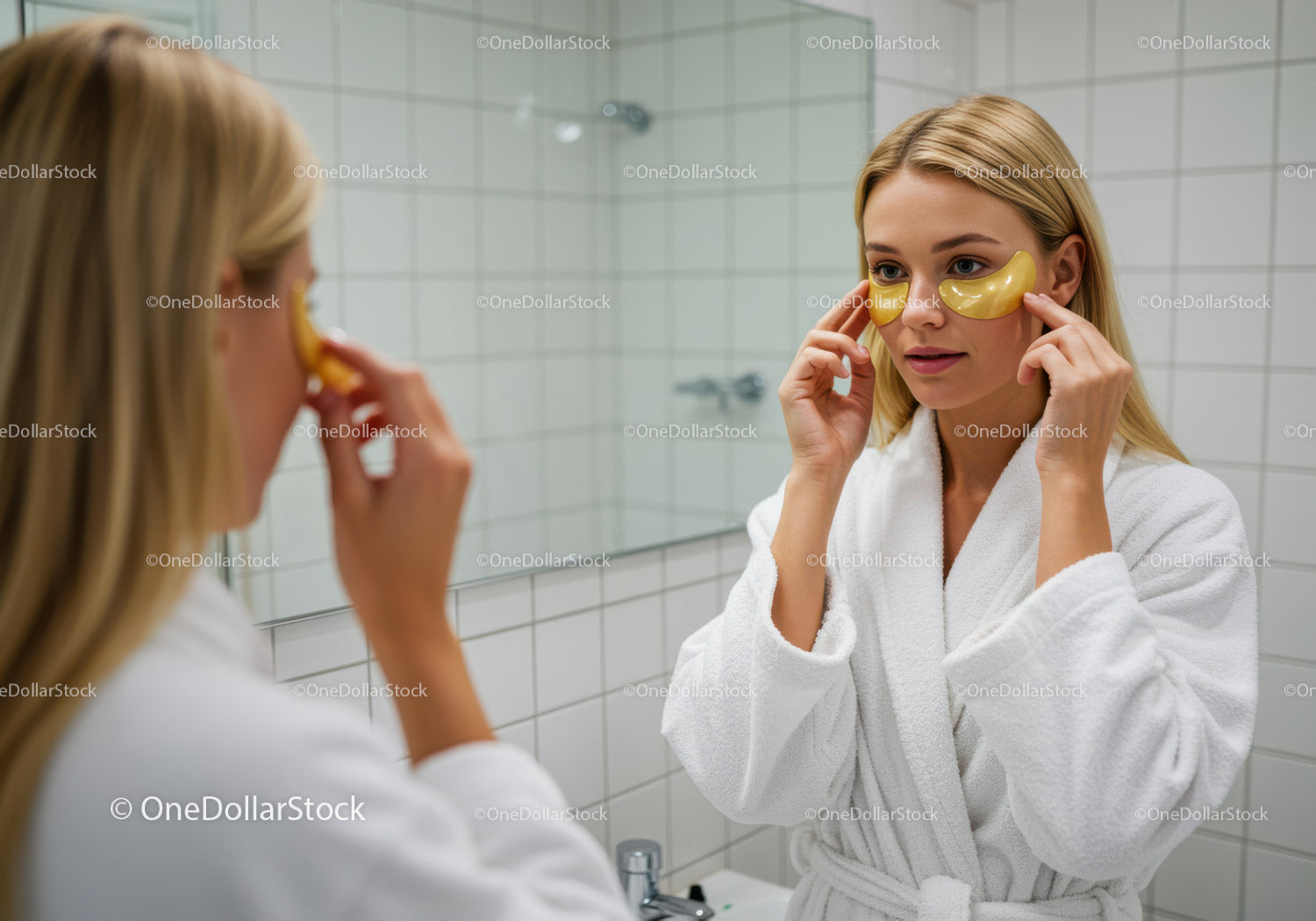 Woman Applying Under Eye Patches for Relaxing Skincare Routine