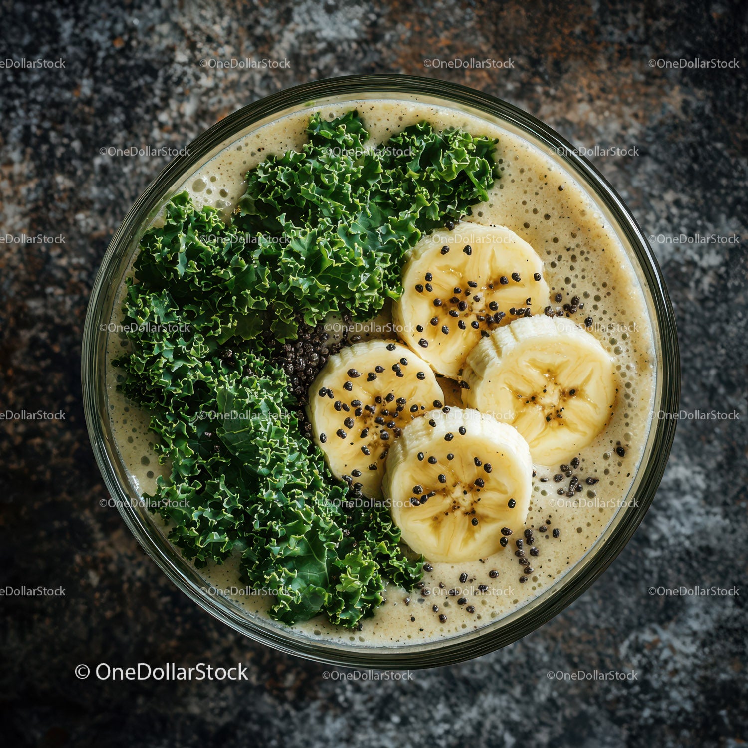 Banana and Kale Green Smoothie with Black Seeds