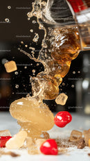 Dynamic Coffee Splash with Beans Sugar and Chocolate Pieces