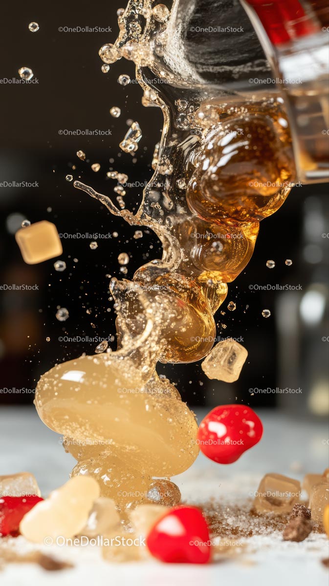 Dynamic Coffee Splash with Beans Sugar and Chocolate Pieces