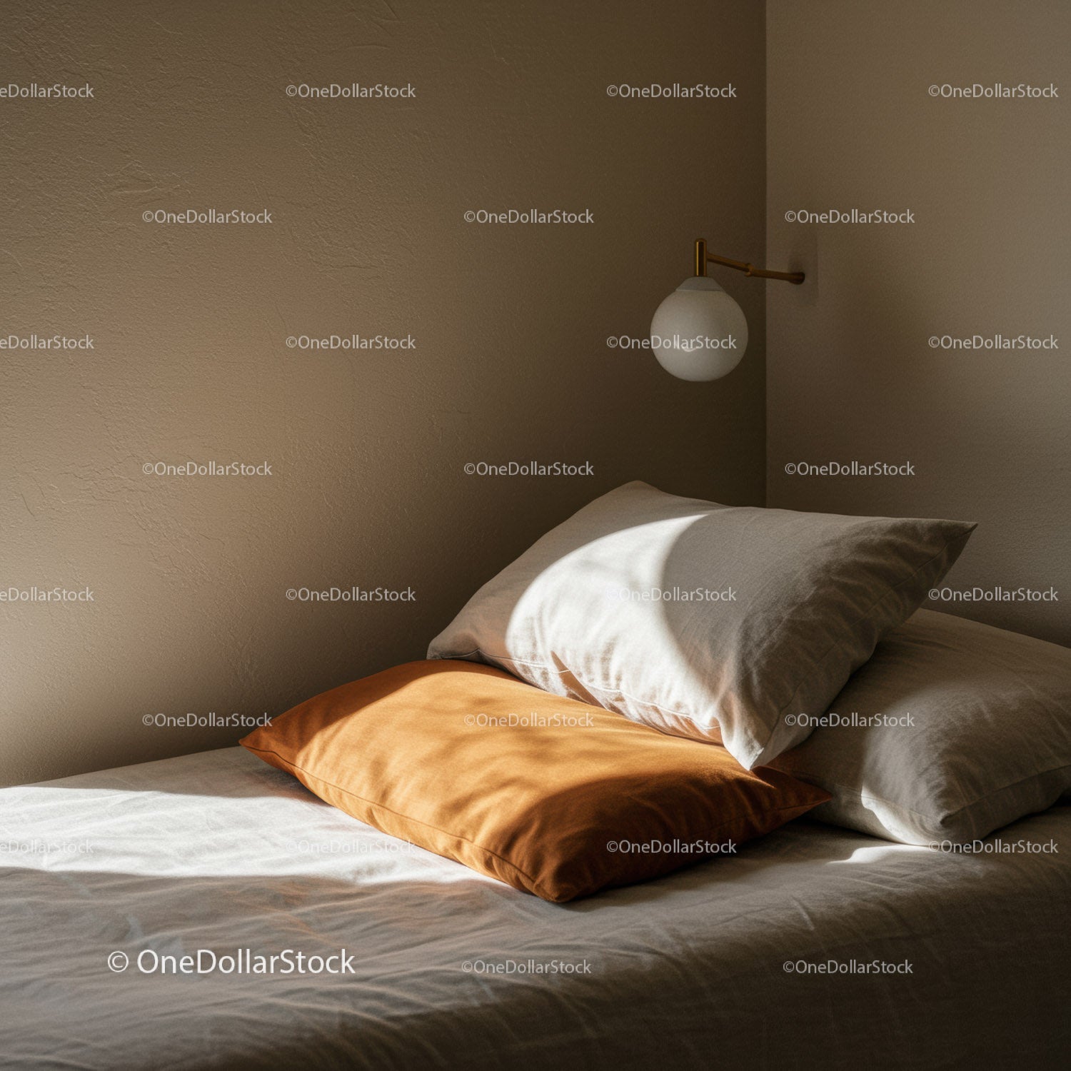 Cozy Bedroom with Soft Pillows and Warm Lighting