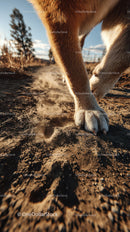 Close-up of Dog's Paw Prints on Earthy Soil in Outdoor Setting