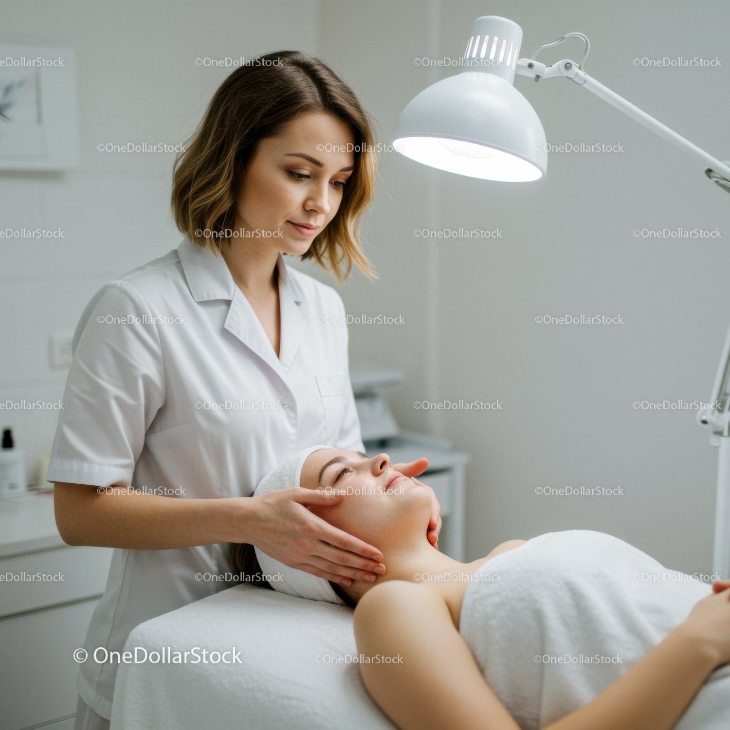 Profesjonalny zabieg na twarz wykonany przez specjalistę ds. pielęgnacji skóry w salonie spa