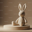 Soft Plush Bunny Sitting on Rounded Pedestal