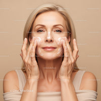 Elegant Mature Woman Applying Facial Cream for Healthy Skin