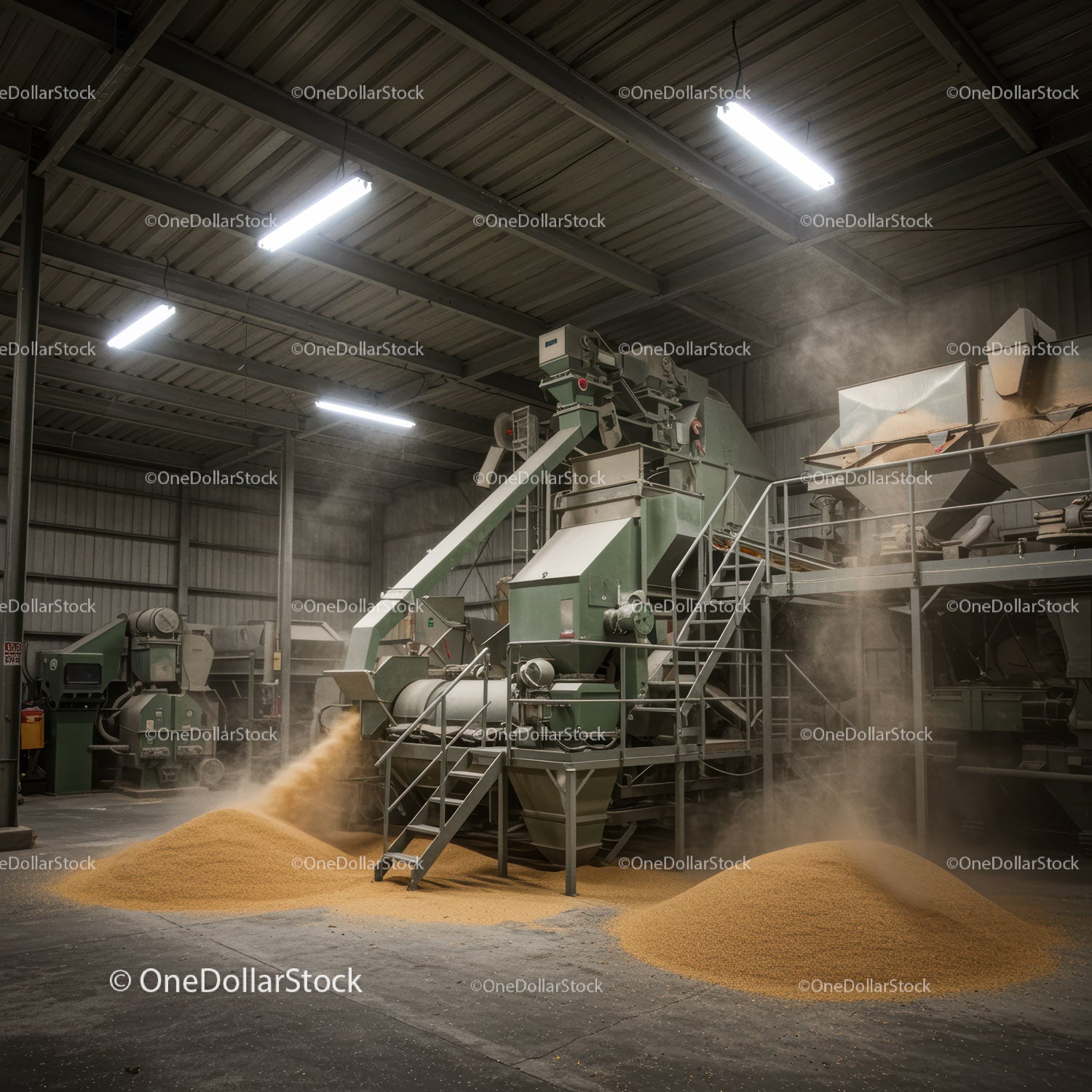 Industrial Grain Milling Machine in a Factory Setting