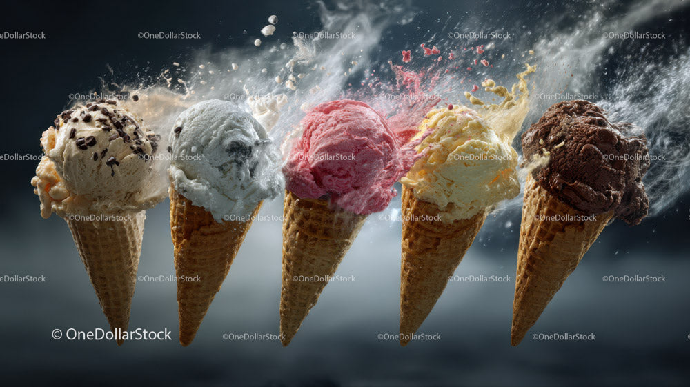 Colorful Melting Ice Cream Cones in Action