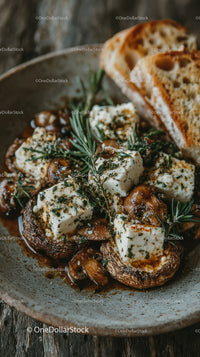 Roasted Mushrooms with Cream Cheese and Fresh Rosemary