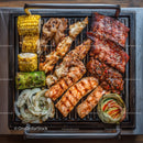 Assorted Grilled Meat and Vegetables on Barbecue Grill