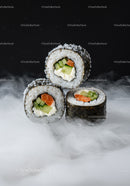 Fresh sushi rolls with cream cheese and vegetables