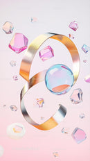 Elegant Abstract Geometric Composition with Diamonds and Metallic Swirls