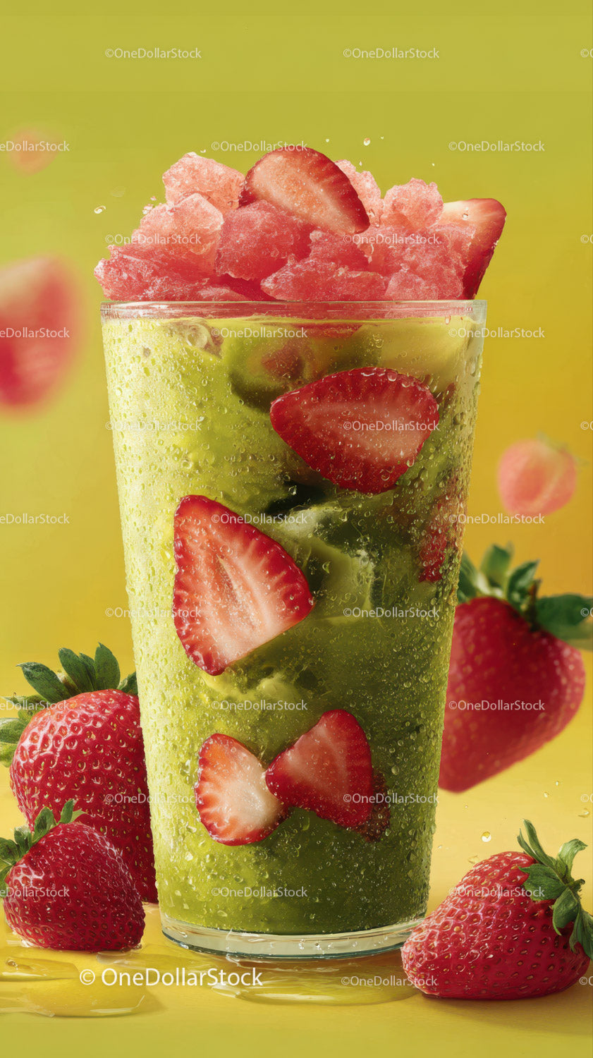 Refreshing Strawberry and Kiwi Fruit Drink with Ice