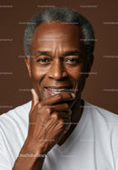 Elegant Elderly Man Smiling Thoughtful Portrait with Gray Hair