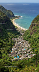 Breathtaking Tropical Mountain Valley and Beach Scene
