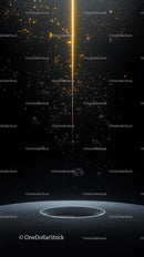 Futuristic Space Scene with Circular Portal and Cosmic Particles