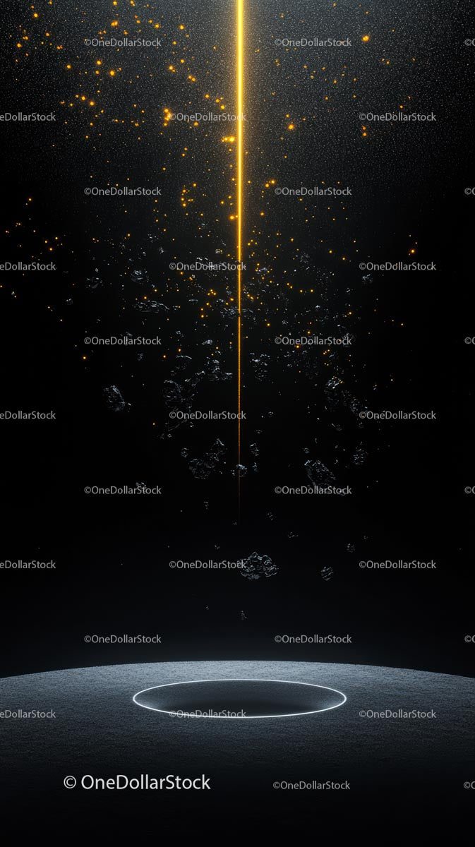 Futuristic Space Scene with Circular Portal and Cosmic Particles