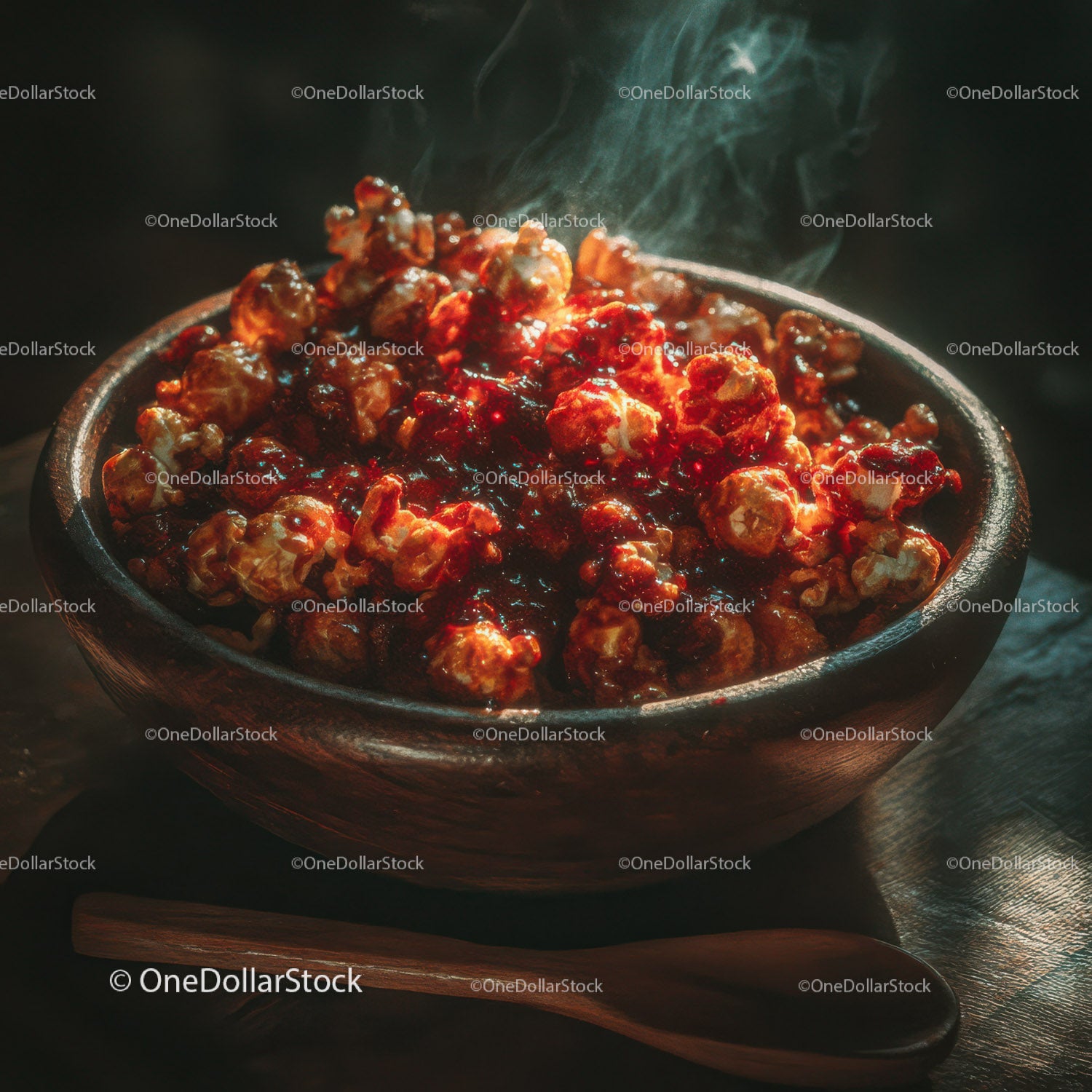 Freshly Popped Caramel Popcorn in a Rustic Bowl