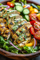 Grilled Chicken Salad with Cherry Tomatoes and Fresh Vegetables