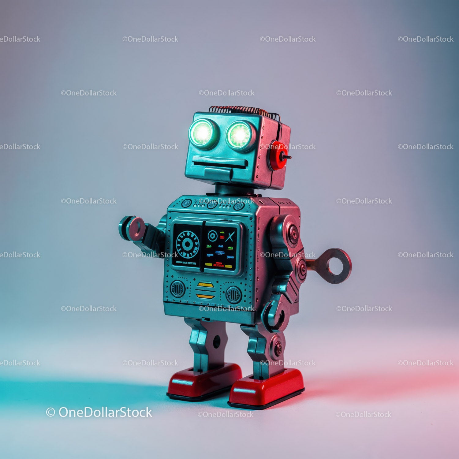 Kolorowa zabawka retro robot z migającymi światłami dla dzieci i kolekcjonerów