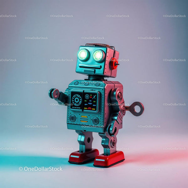 Retro Robot Toy With Light-Up Eyes