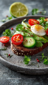 Healthy Avocado Toast with Cherry Tomatoes and Soft-Boiled Egg
