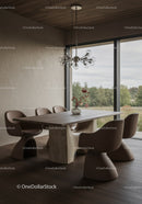 Elegant Modern Dining Room with Marble Table and Scenic Views
