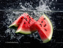 Juicy Watermelon Slices Splashing in Water in Dynamic Underwater Scene