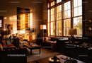 Cozy living room bathed in warm sunlight