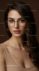 Elegant Young Woman Wearing Glasses in Sophisticated Portrait