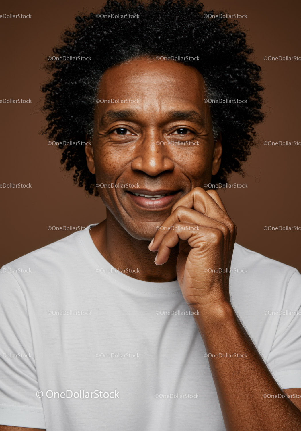 Confident Happy African American Man with Curly Hair Portrait