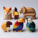 Set of Wooden Geometric Blocks for Kids Playroom and Learning