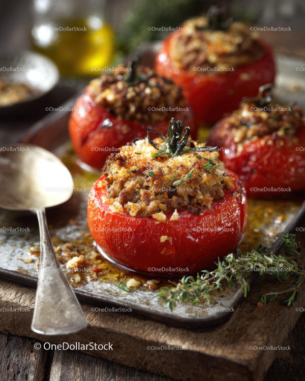 Stuffed Cherry Tomatoes with Minced Meat and Herbs