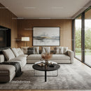 Modern Minimalist Lounge with Neutral Decor and Large Windows