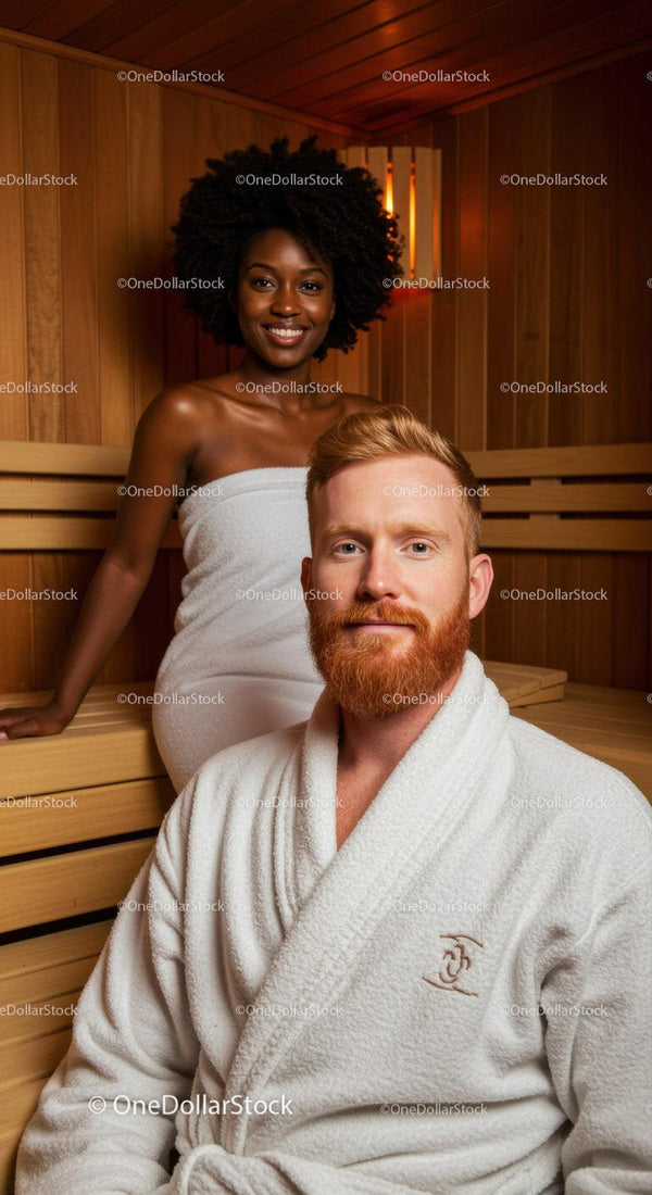 Szczęśliwa para ciesząca się relaksującą sesją w saunie w przytulnym spa