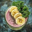 Healthy Banana and Kale Smoothie with Chia Seeds and Fresh Fruit