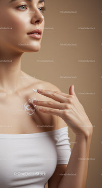 Close-Up of Young Woman Applying Moisturizer for Healthy Skin